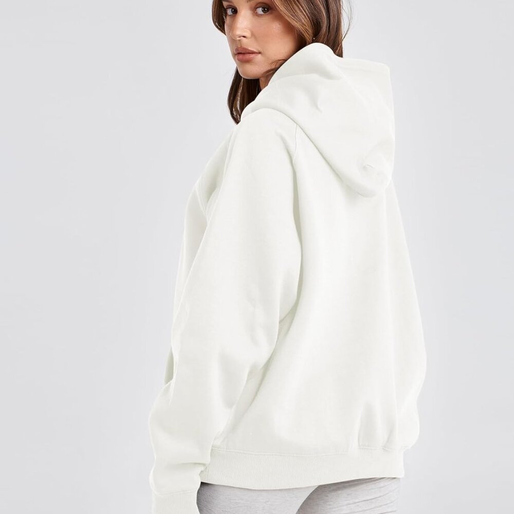 Women Solid Basic Fleece Letter Loose Hoodie Swea… - image 3